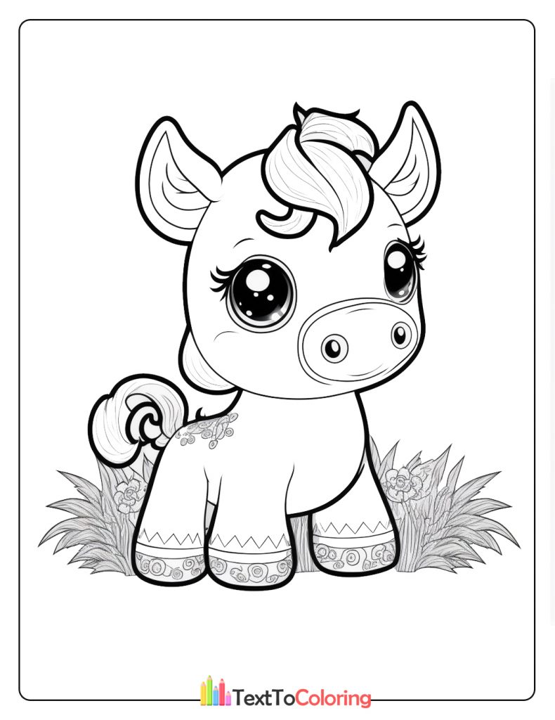 Cute Unicorn Coloring Page