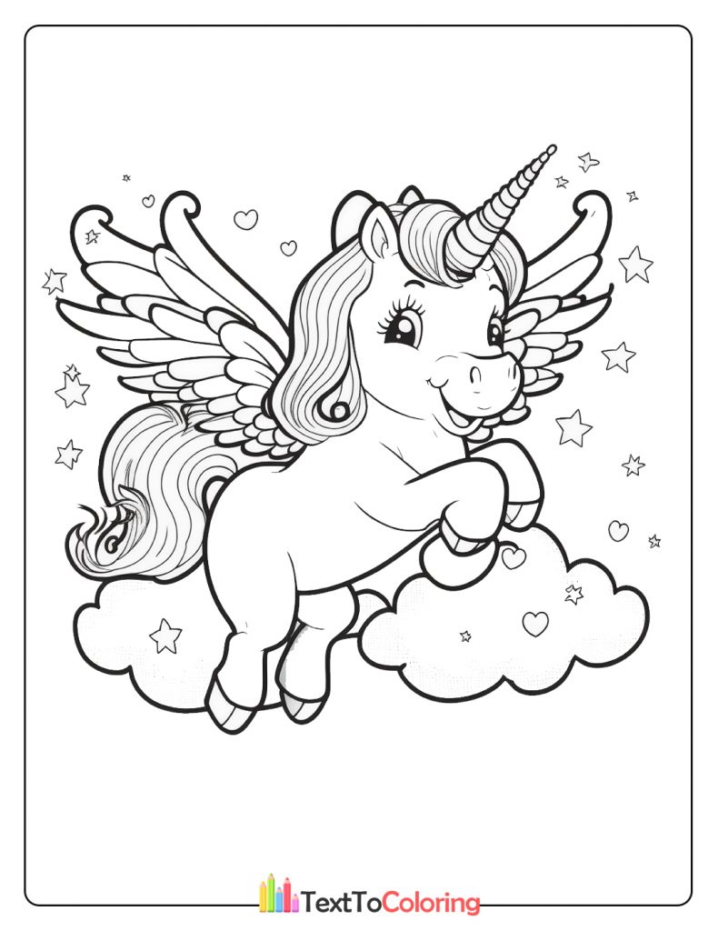 Unicorn Coloring Page For Kids