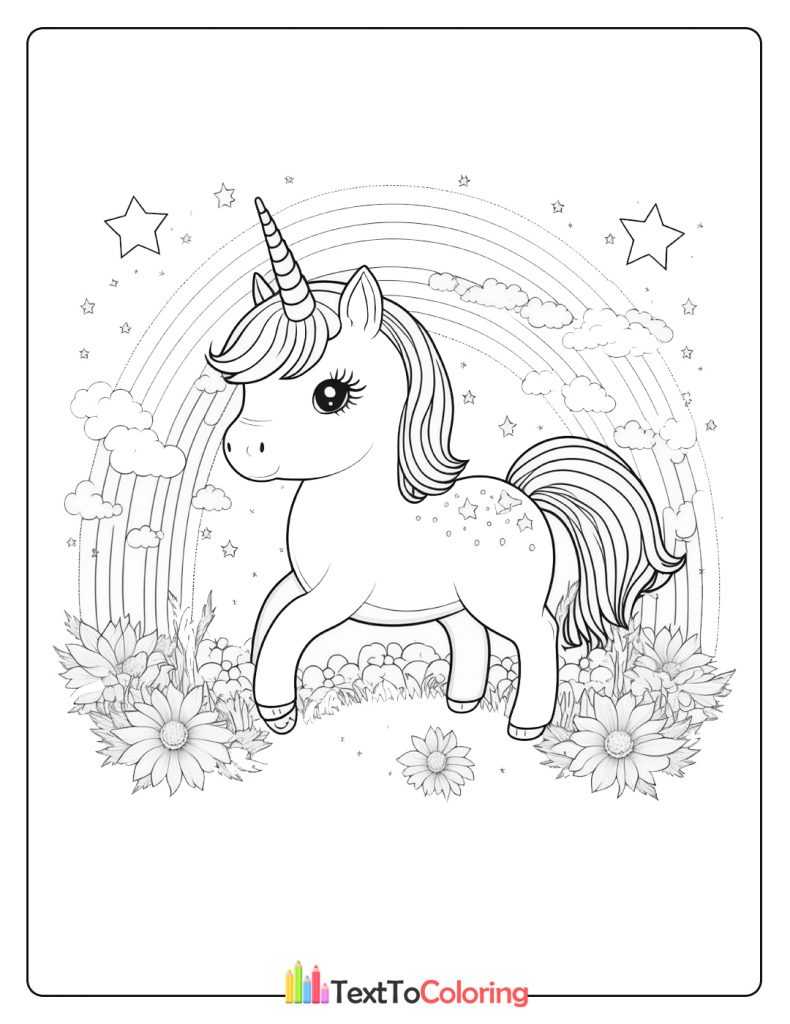Unicorn Jumping Coloring Page
