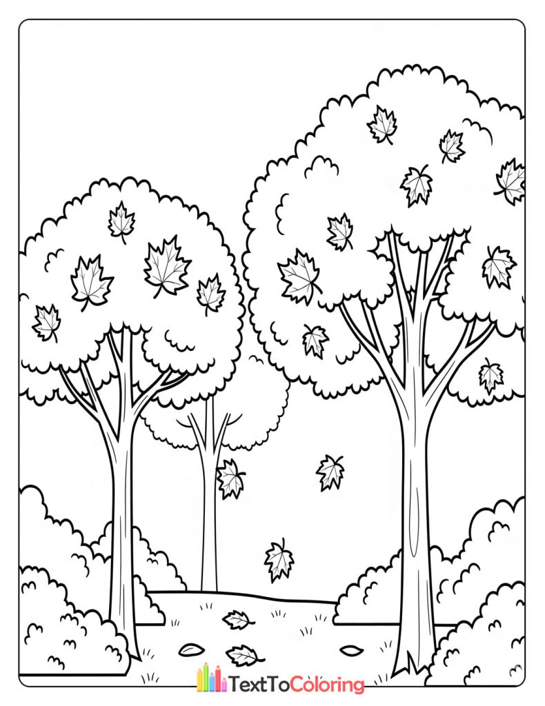 Open park with rounded tree canopies and a curving path.