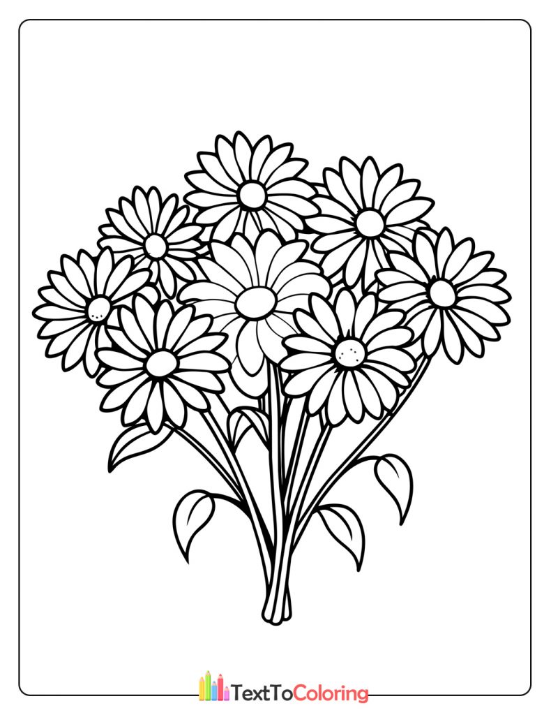 Daisy Flowers Bouquet Coloring Book