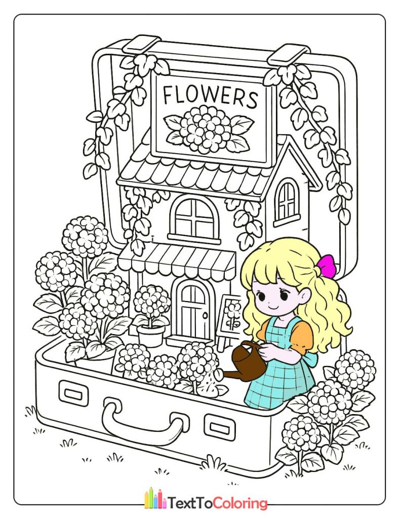 Kawaii Miniature Worlds Coloring Pages