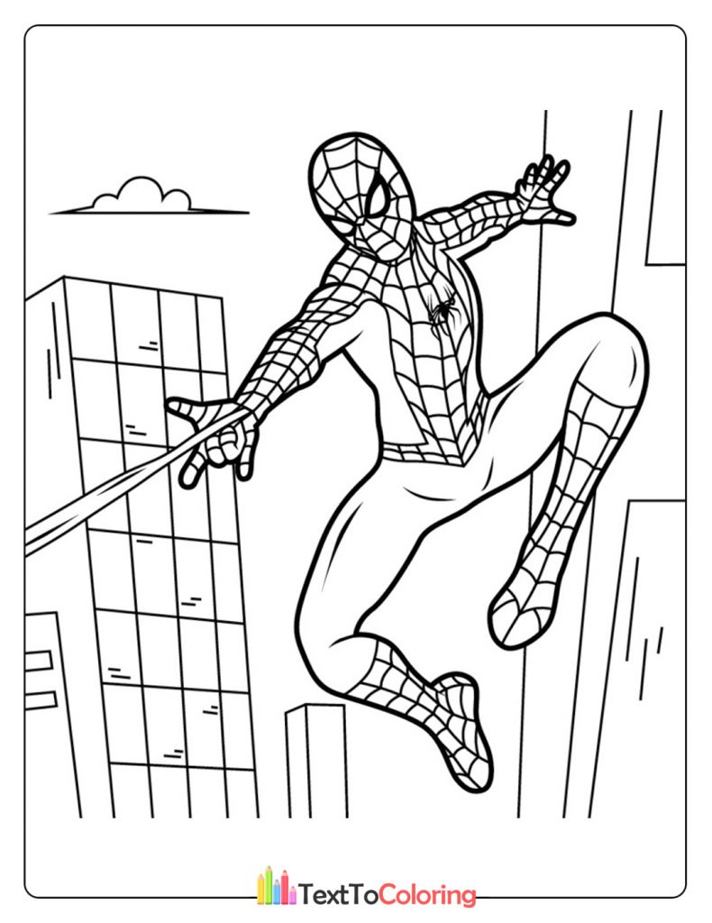 Spider-Man standing on the edge of a building looking over the city