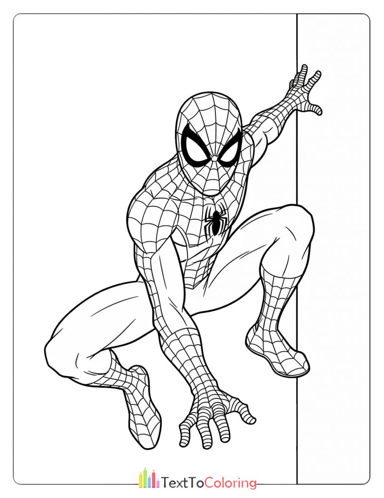 Spider-Man crouches on a wall ready for action