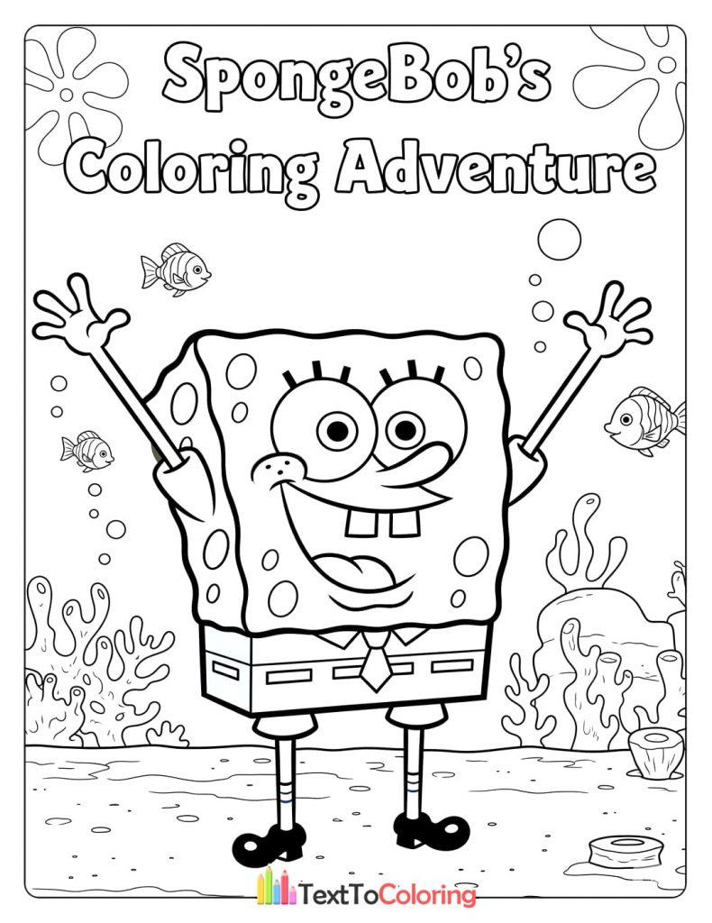 Free printable Spongebob coloring adventure cover page download PDF