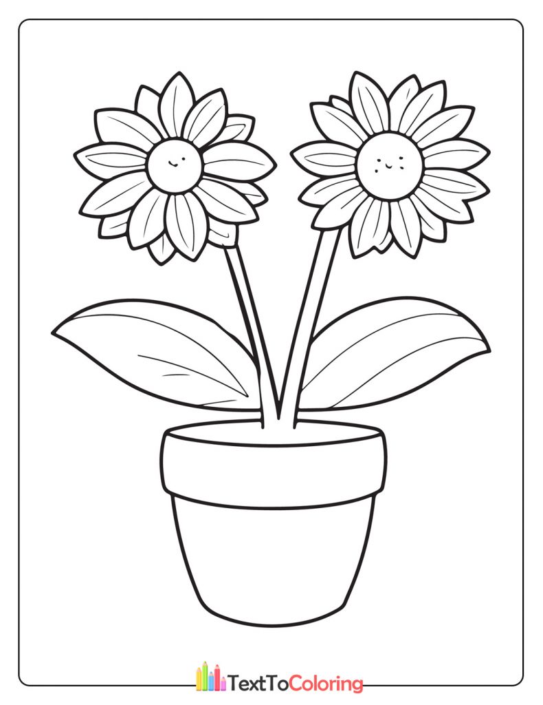 Sunflowers Coloring Page For Kids