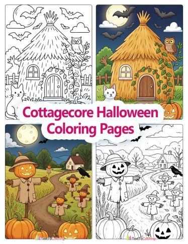 Cottagecore Halloween Coloring Pages
