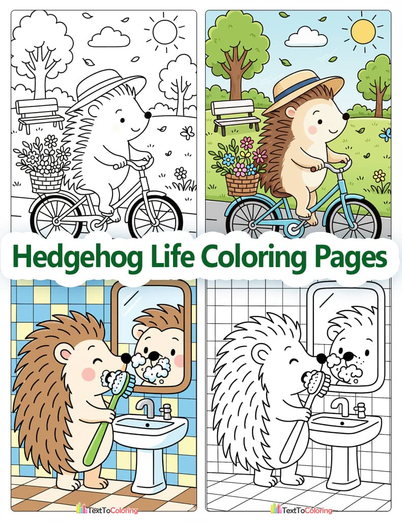 Hedgehog Life Coloring Pages