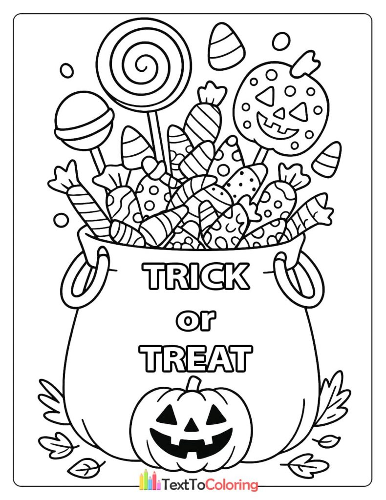 Halloween cauldron overflowing with trick or treat candy