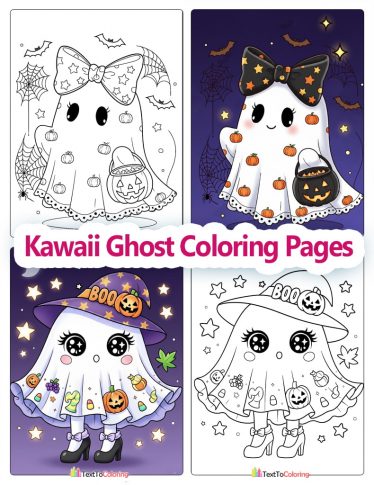 Kawaii Ghost Coloring Pages