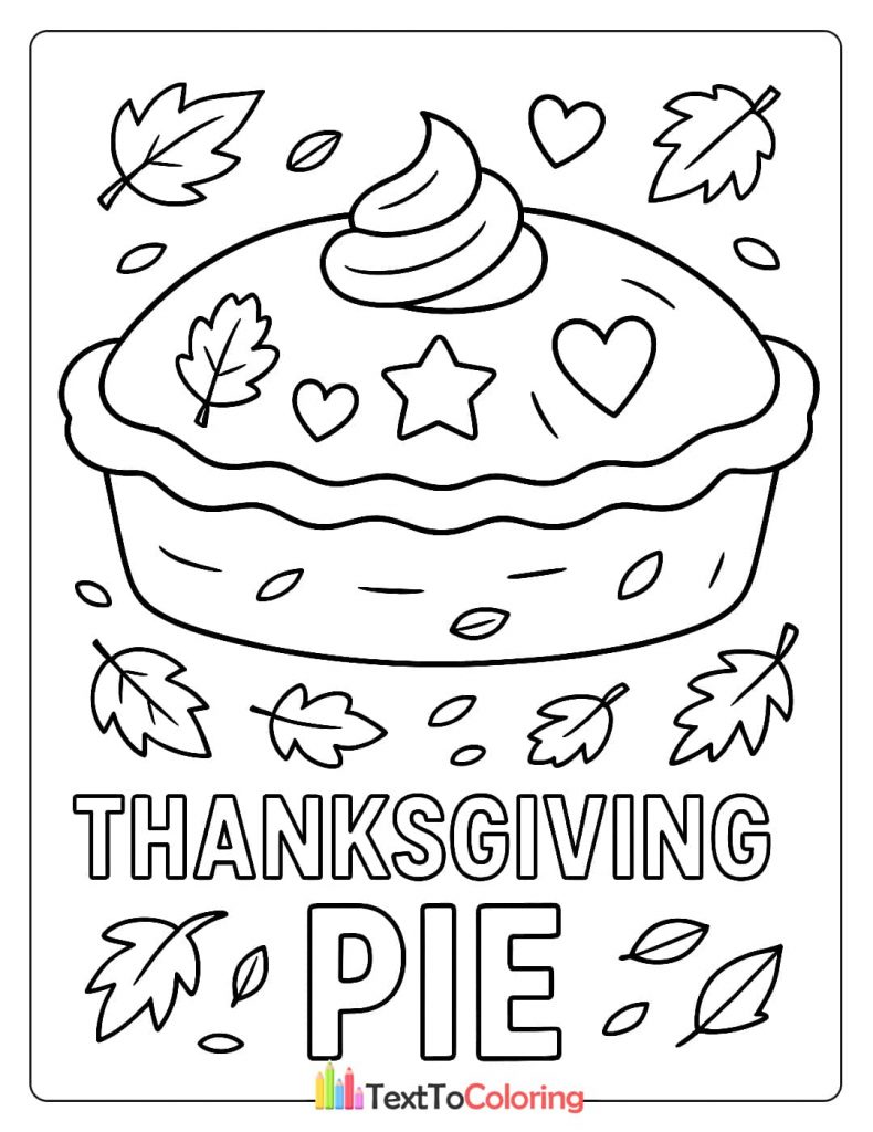 Large Pie With Whipped Cream And Fall Leaves Thanksgiving Pie