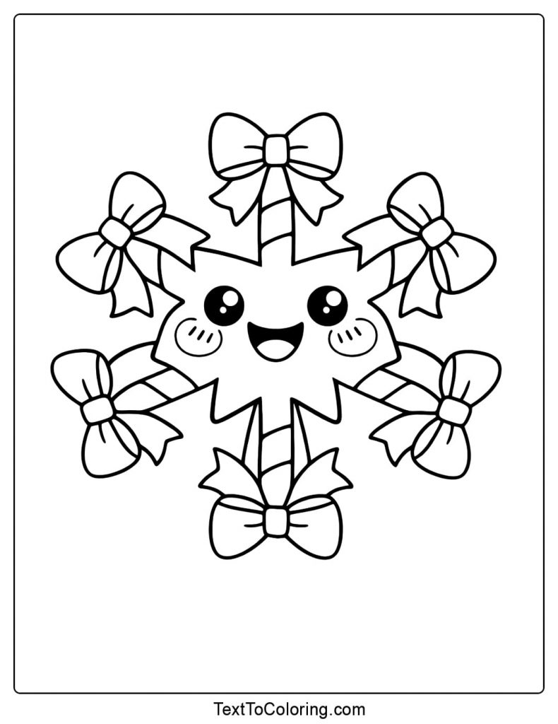 Bow Snowflake Coloring Pages Cute Design