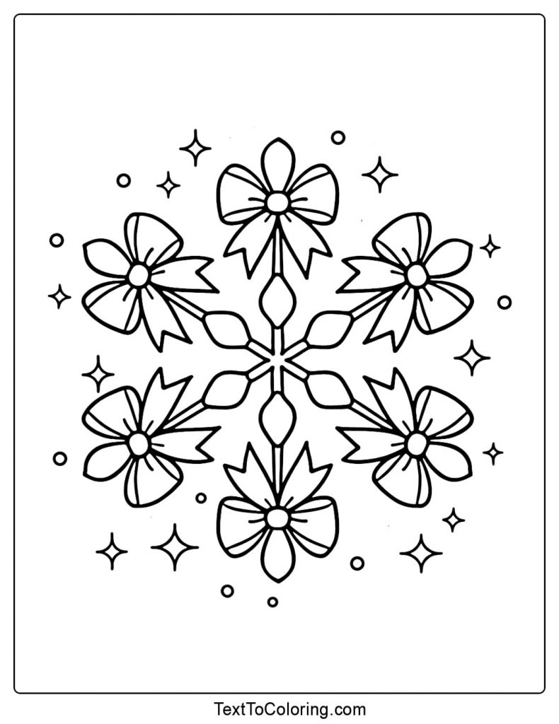 Bow Snowflake Coloring Pages Cute Design