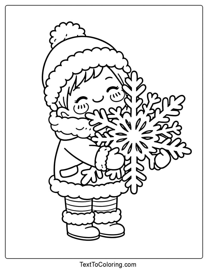 Snowflake Coloring Pages With Winter Child