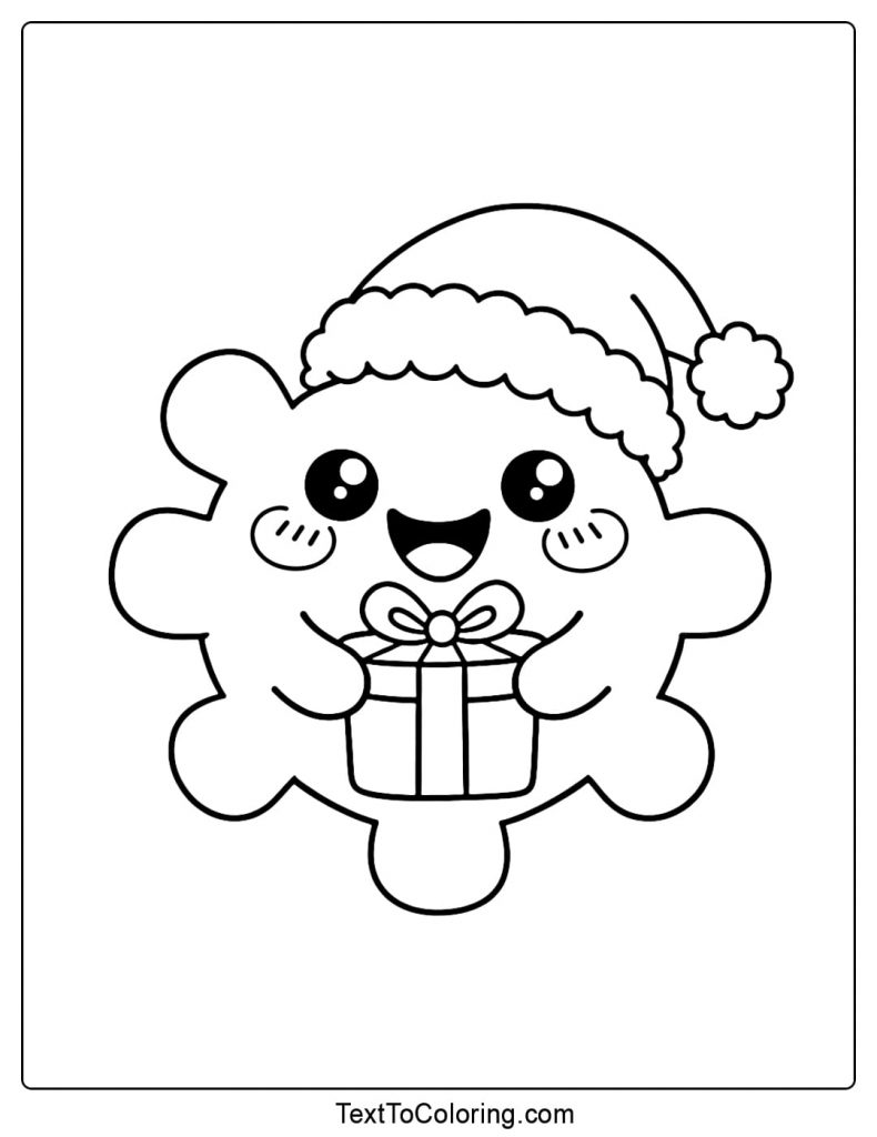 Christmas Snowflake Coloring Pages With Gift