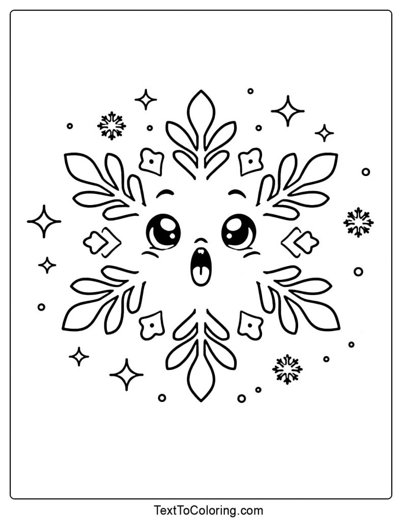 Cute Snowflake Coloring Pages With Face