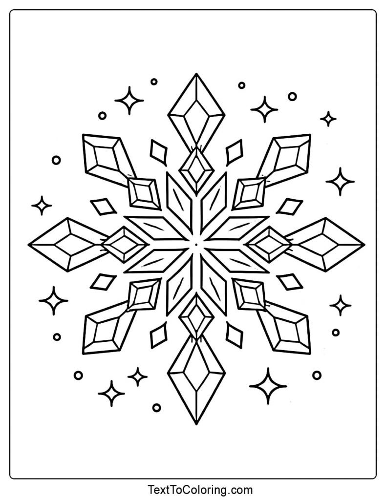 Diamond Snowflake Coloring Pages Geometric