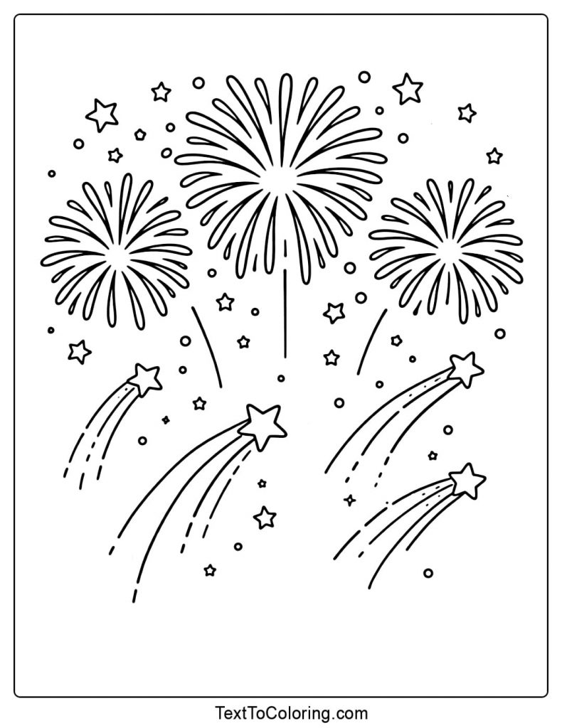 Fireworks Coloring Pages Shooting Star Sky