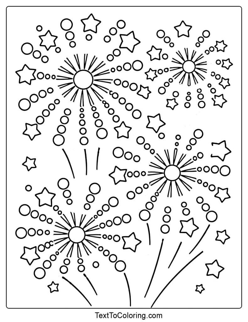 Fireworks Coloring Pages Star Pattern Fireworks