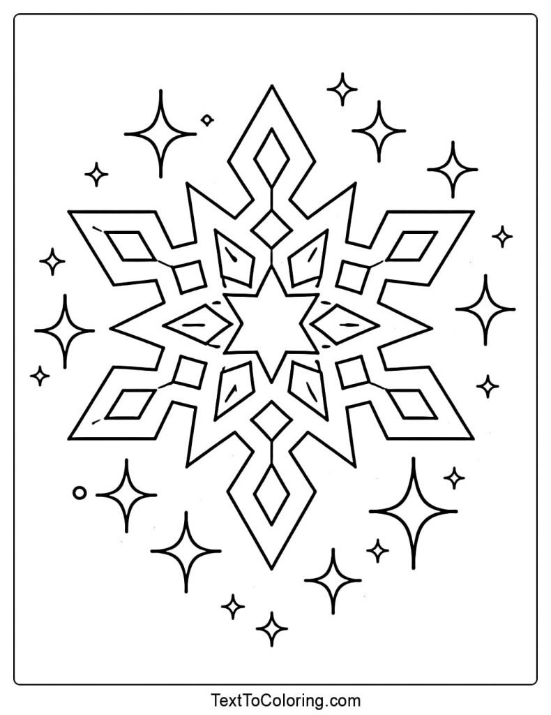 Geometric Snowflake Coloring Pages Symmetry