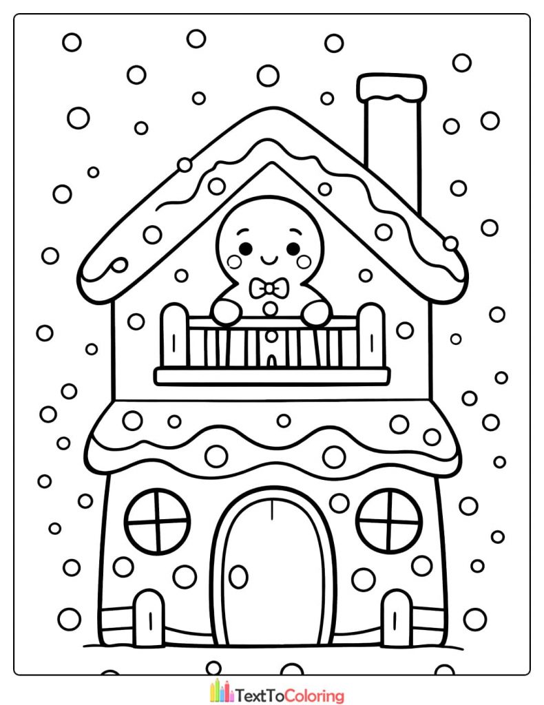 Gingerbread house coloring pages balcony