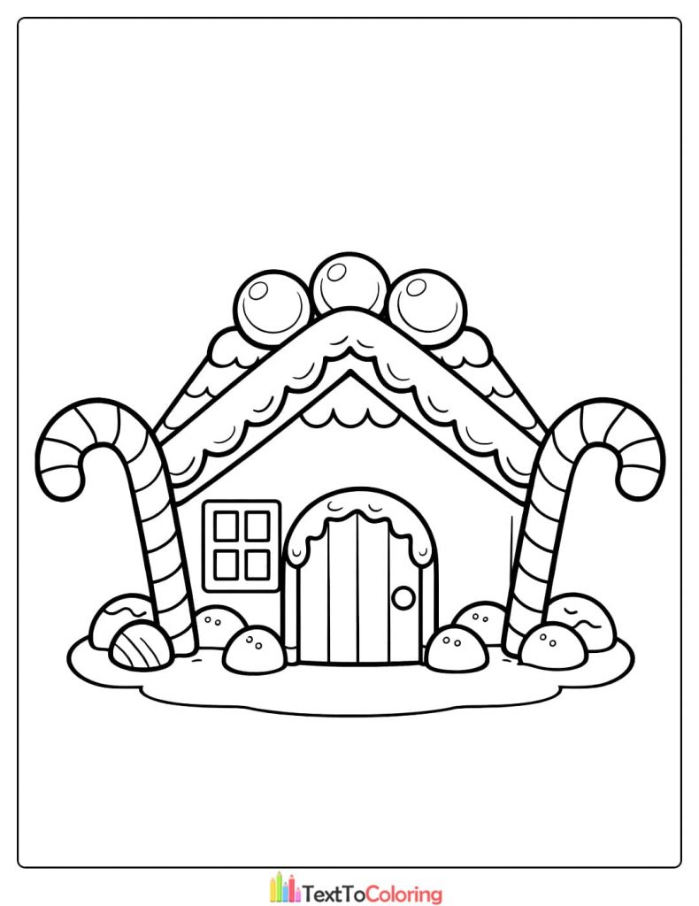 Gingerbread house coloring pages candy roof