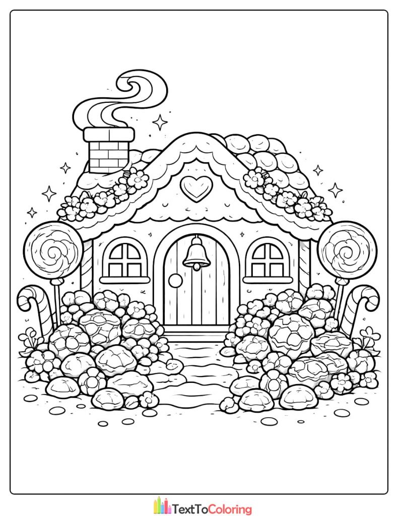 Gingerbread house coloring pages cozy cottage