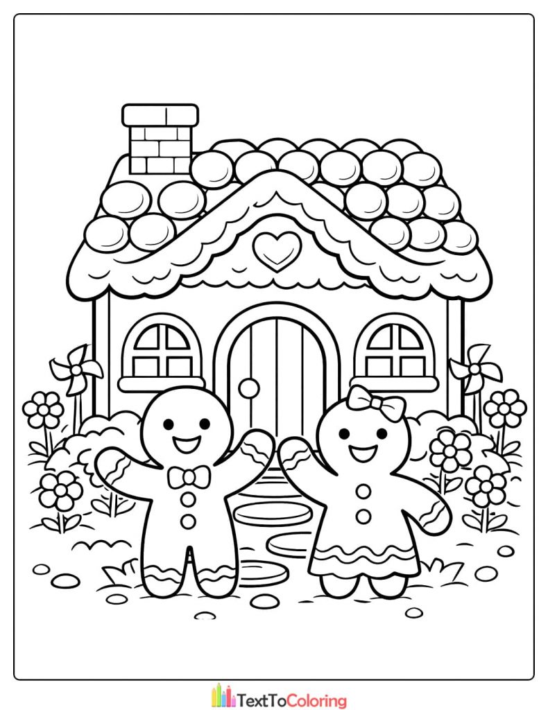 Gingerbread house coloring pages gingerbread couple