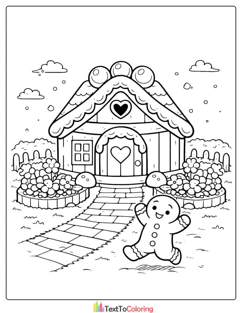 Gingerbread house coloring pages gingerbread man