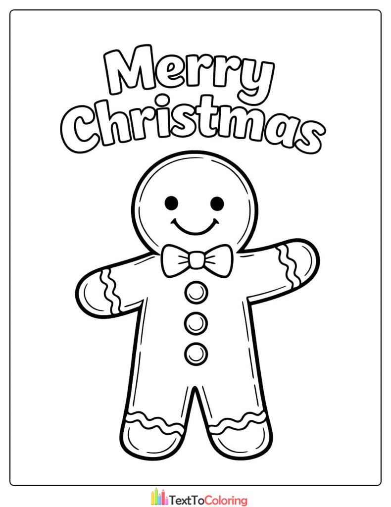 Gingerbread man Merry Christmas coloring page