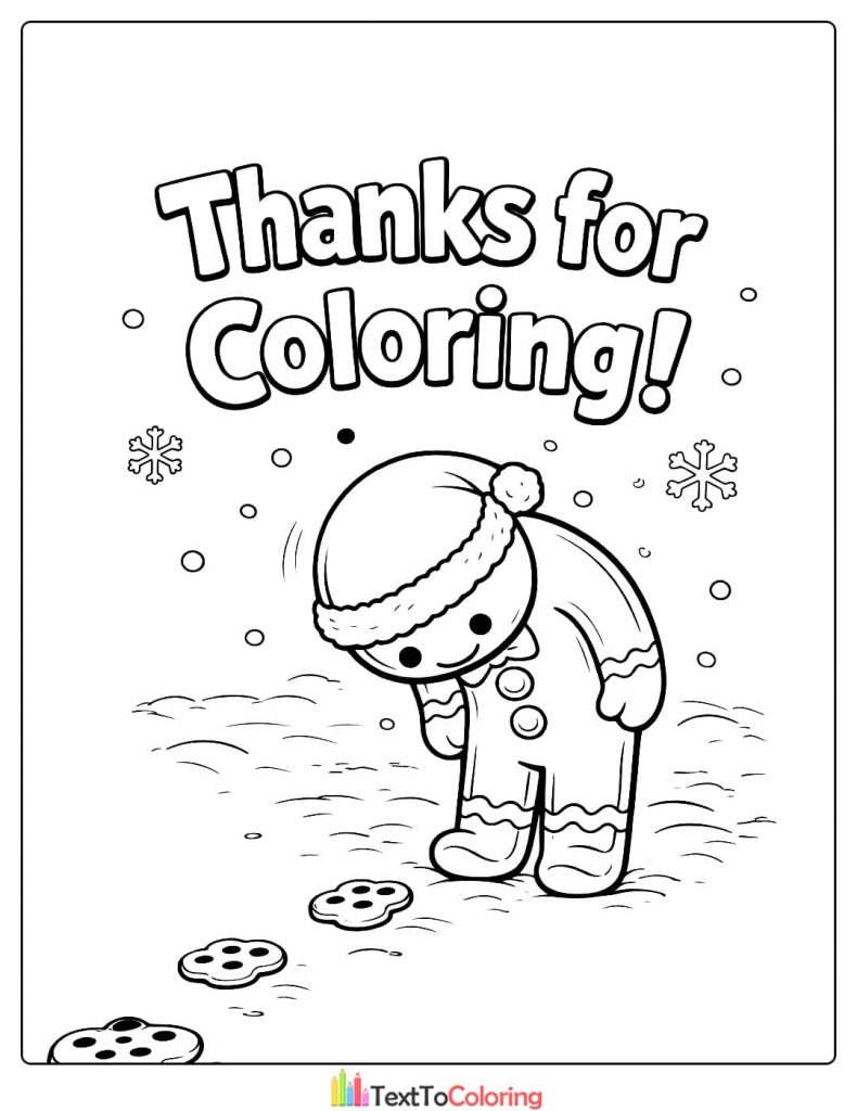 Gingerbread man thanks for coloring page
