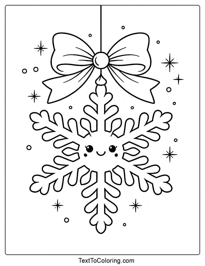 Snowflake Coloring Pages Hanging Ornament