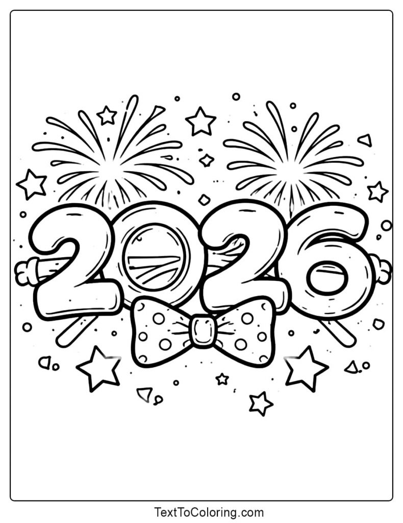 Happy New Year 2026 Coloring Pages