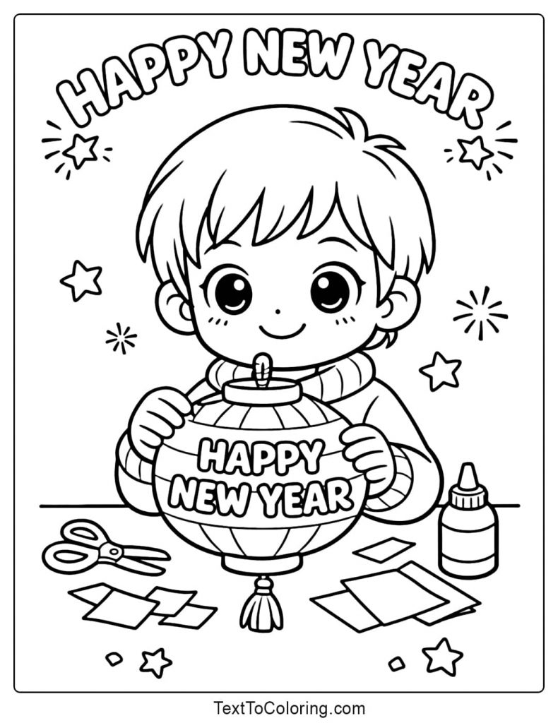 Happy New Year Craft Coloring Pages