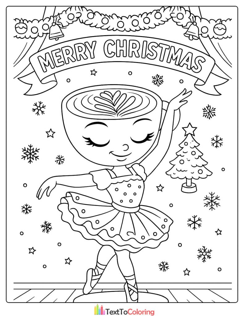 Ballerina Cappuccina Christmas Coloring Page Merry Christmas