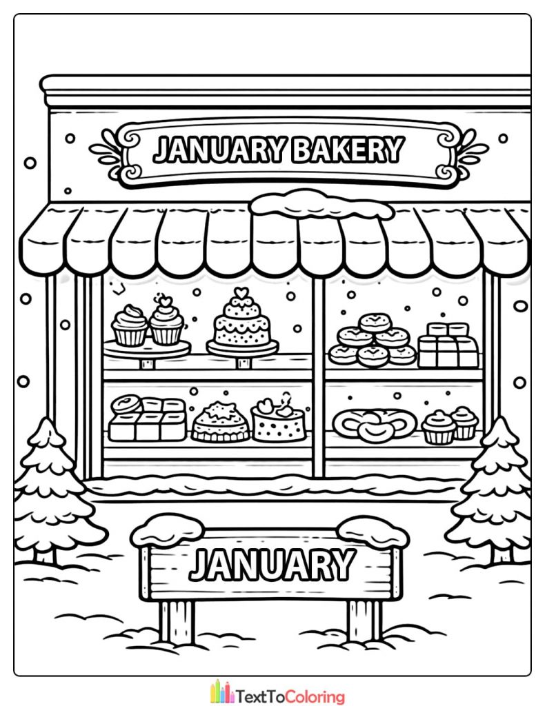 January Coloring Pages January Bakery