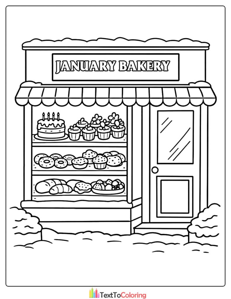 January Coloring Pages January Bakery Shop