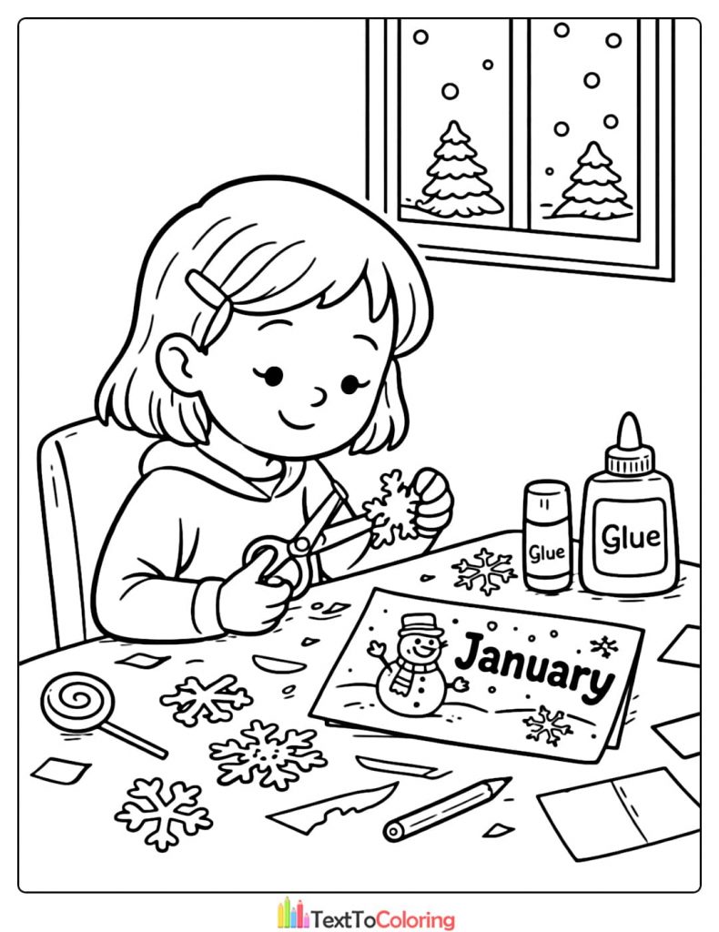 January Coloring Pages Kids Winter Craft