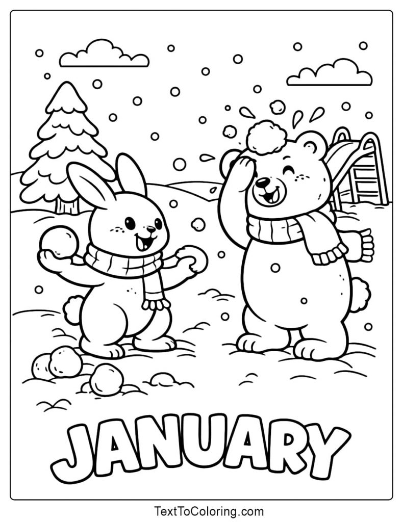 January Happy New Year Coloring Pages
