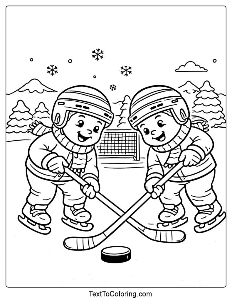 Kids Ice Hockey Winter Sports Coloring Pages