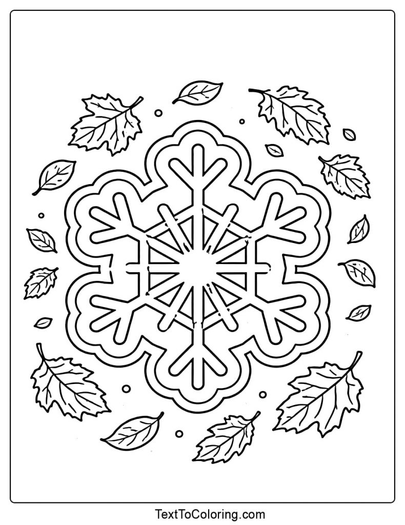 Leaf Snowflake Coloring Pages Nature Style