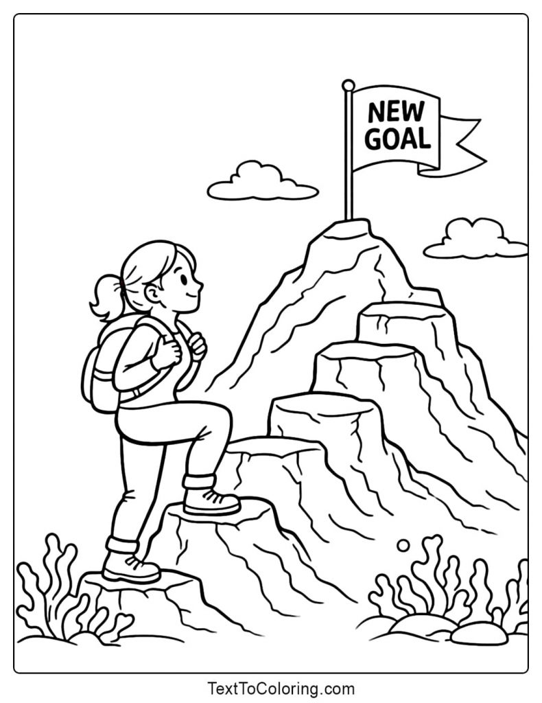 New Goal Mountain Happy New Year Coloring Pages