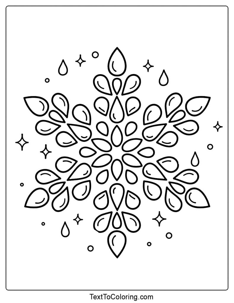 Simple Snowflake Coloring Pages Outline