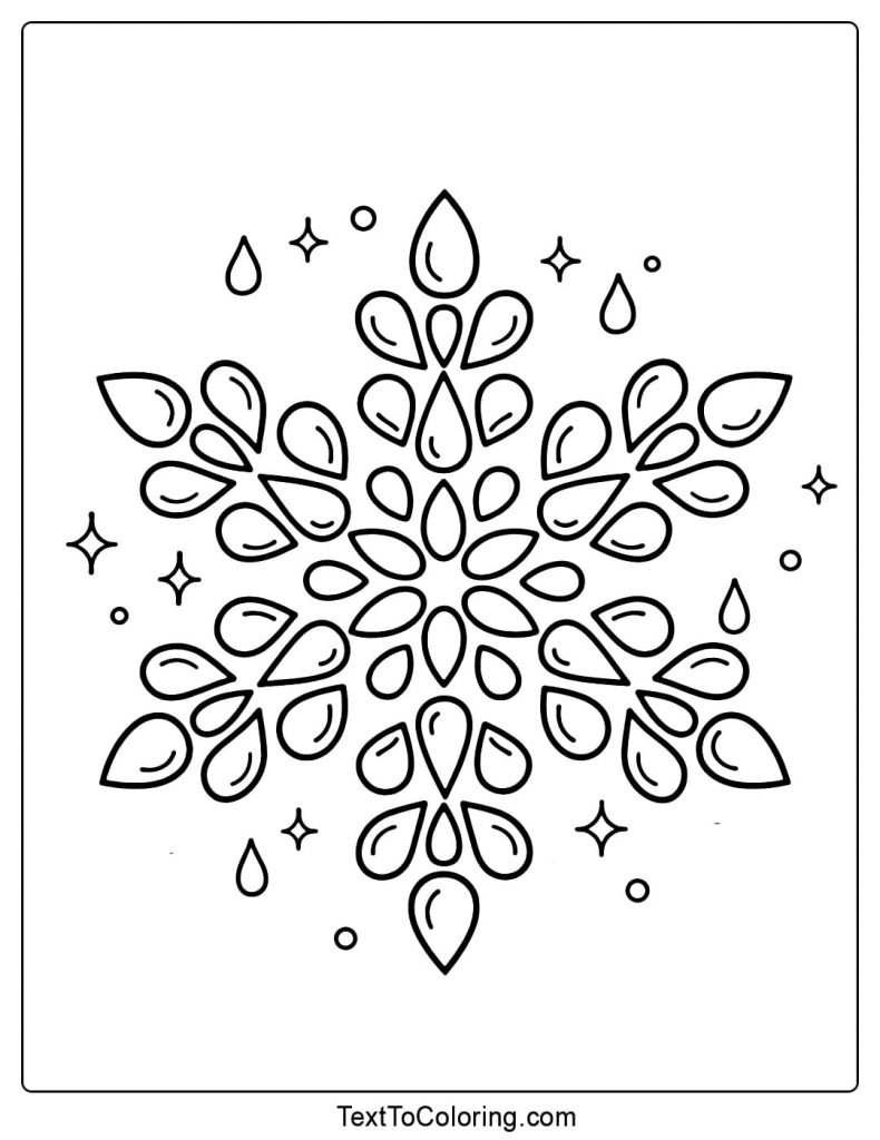 Snowflake Coloring Pages With Water Drop Design