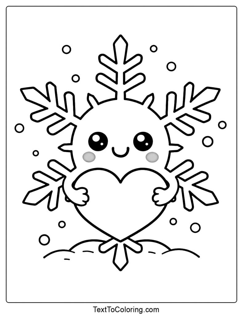Snowflake Coloring Pages With Heart