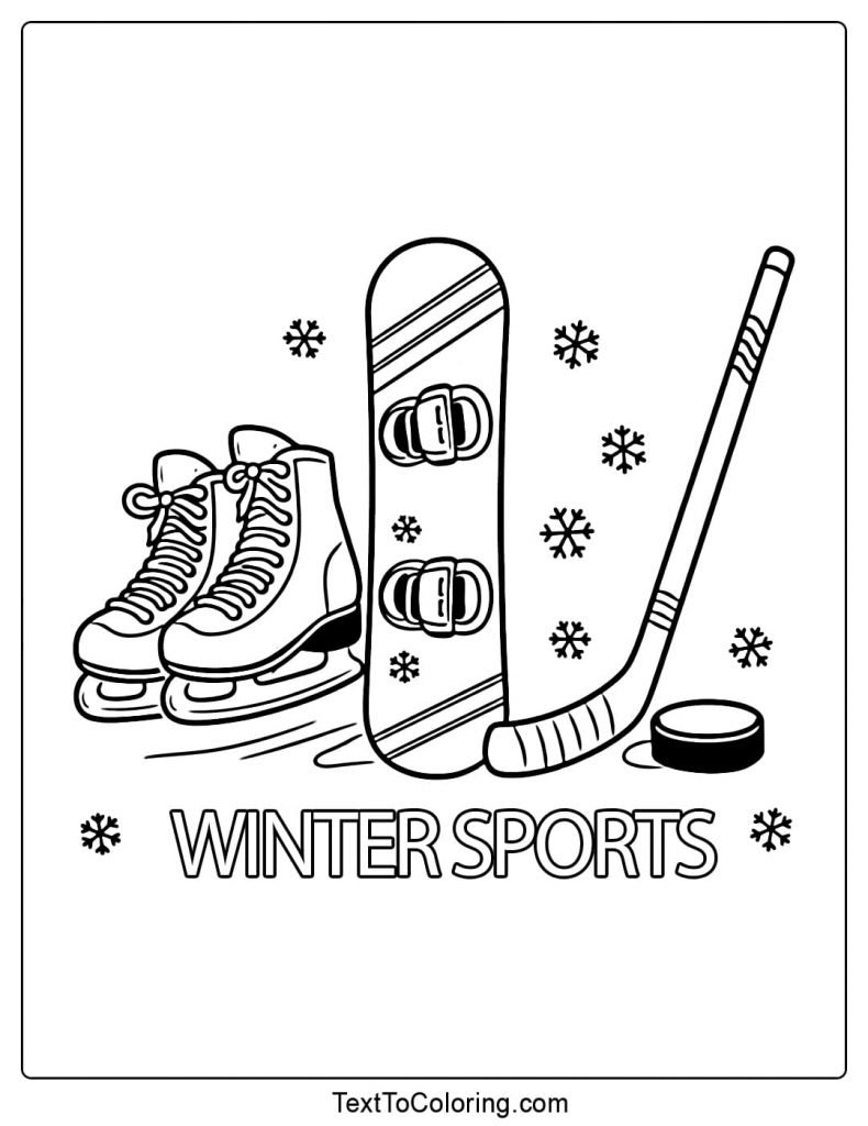 Winter Sports Equipment Winter Sports Coloring Pages
